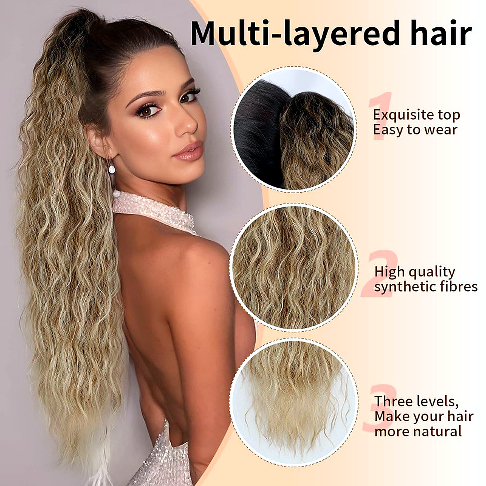 Multi-layered ponytail hair texture and natural ends