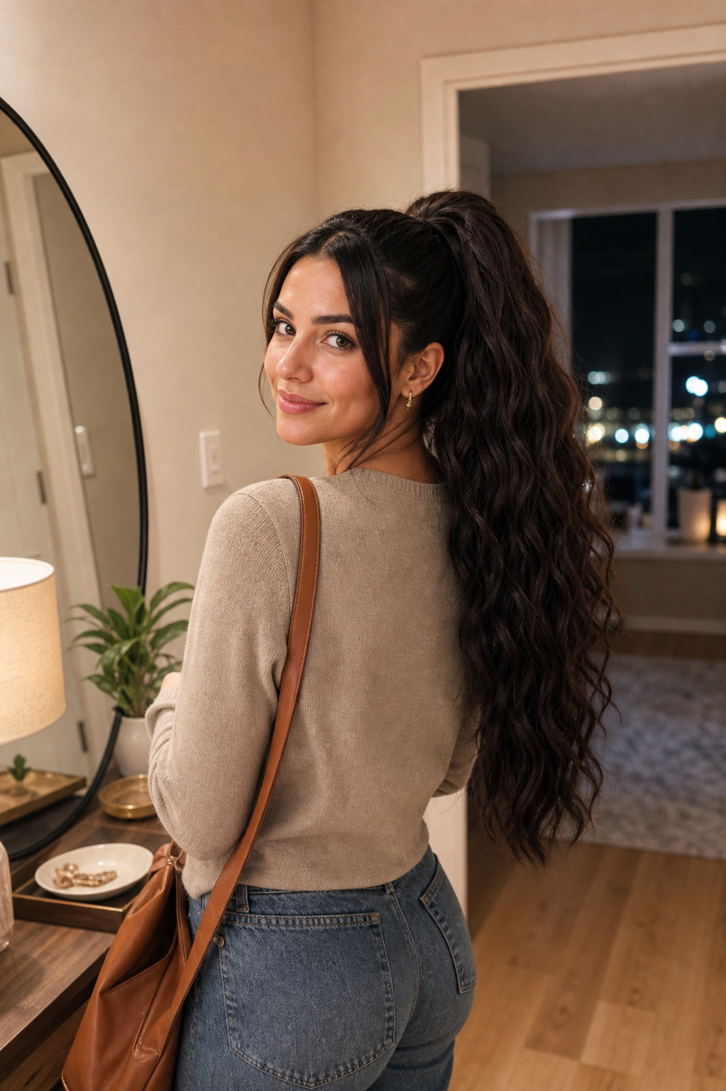 Evening-ready ponytail lifestyle look