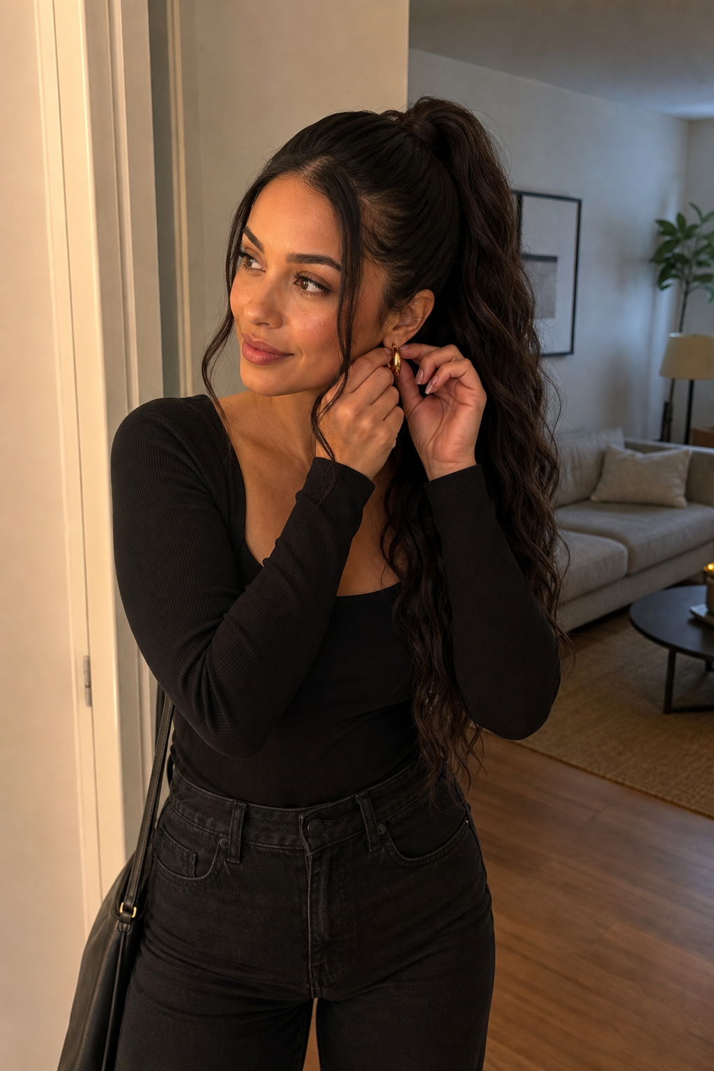 Going-out ponytail extension lifestyle look